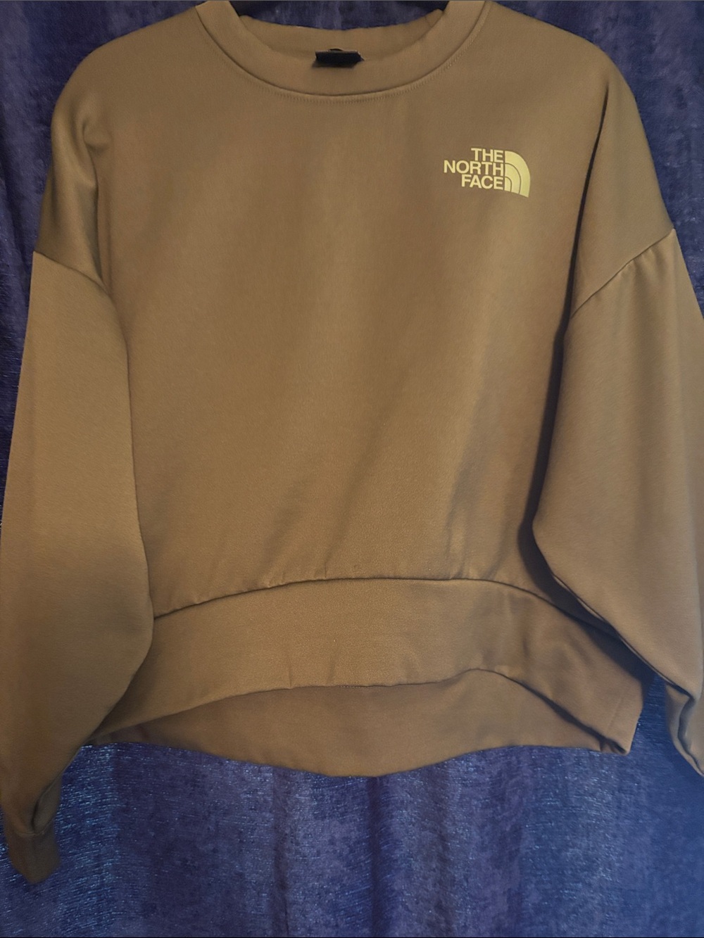 The North Face Rallyon Rock Crew Olive Cropped Sweatshirt  Chest Logo size large